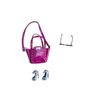 Zuru Mini Brands Mini Fashion Bag Fuscia Pink Faux Leather Bag & Barbie Shoes